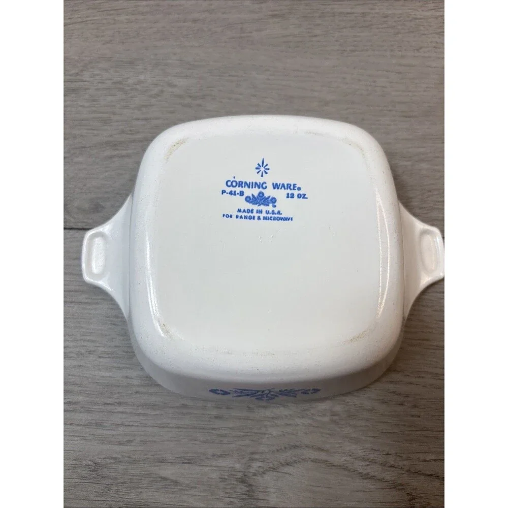 2 Corning Ware Blue Cornflower Petite Square Pan  P-41 -B 12Oz With One Lid